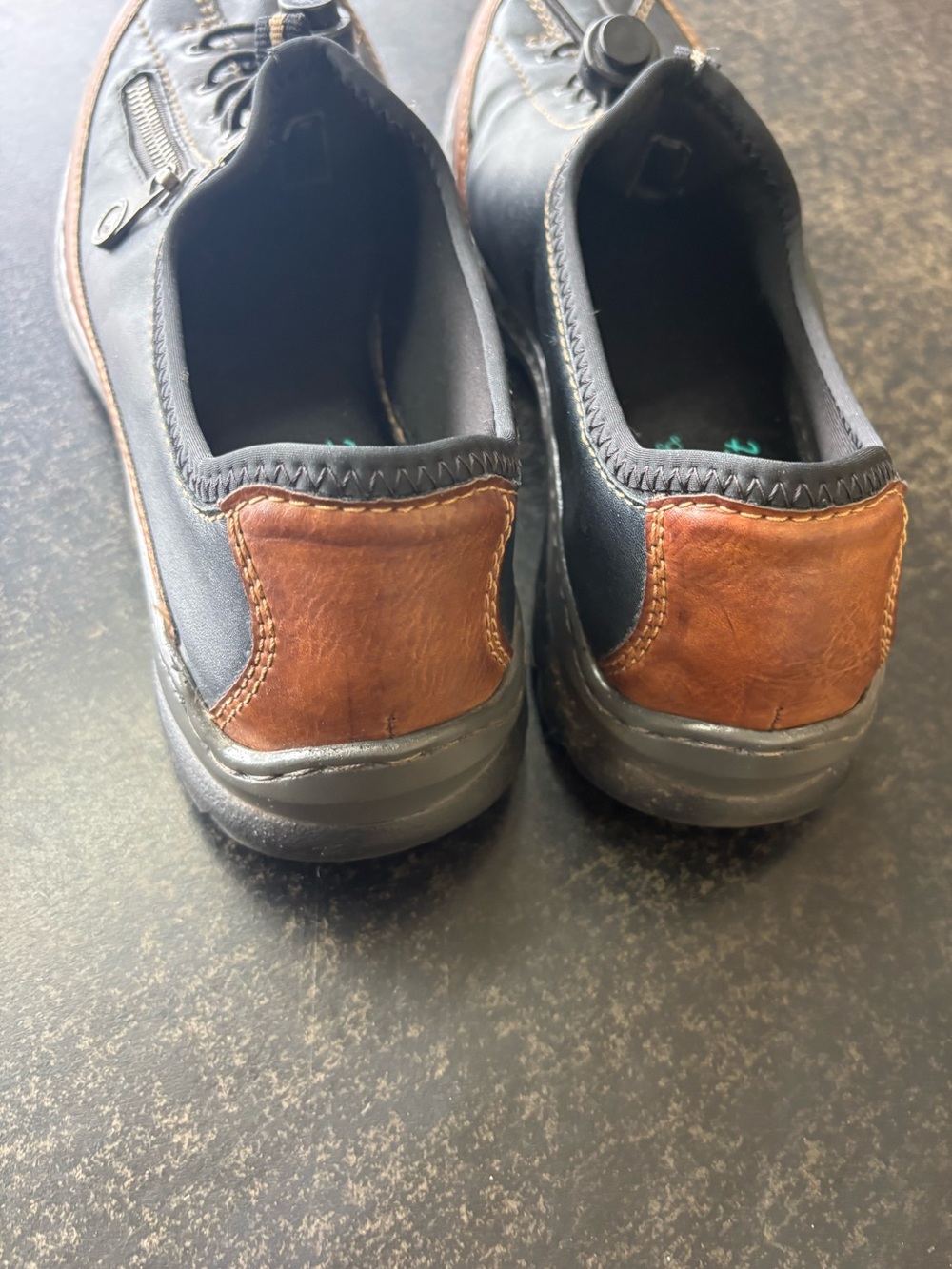 Rieker Antistress MemoSoft WomeLeather Shoes Black Brown Zip Lace EU 40 US 9-9.5 - Picture 5 of 8